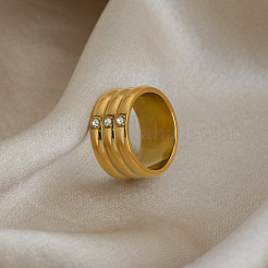304 Edelstahl Strass breite Fingerringe&nbsp;LH3089-1