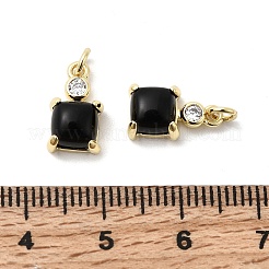 Квадратные подвески из натурального черного оникса (окрашенного и нагретого)&nbsp;KK-Z137-15G-01