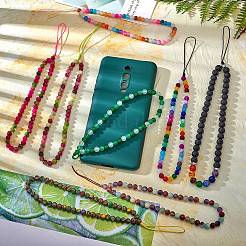 Брелок из синтетического малахита и железного сплава с застежкой в виде клешней&nbsp;HJEW-SW00007-21