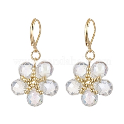 Orecchini a leva con perline di vetro e fiori&nbsp;EJEW-MZ00427-01