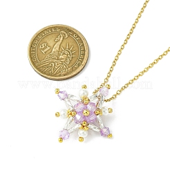 Collane con ciondolo a forma di stella con perline di vetro&nbsp;NJEW-MZ00088-02