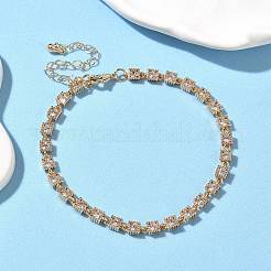 Браслеты с квадратными звеньями из кубического циркония&nbsp;BJEW-L711-01G-02