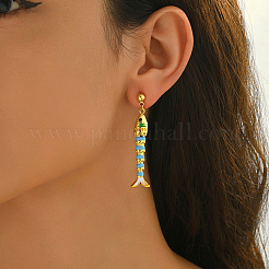 Серьги-гвоздики с эмалью из латуни в форме рыб&nbsp;FE8880