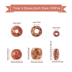 Печатные бусы из натурального дерева&nbsp;WOOD-TA0001-14