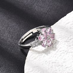 Messing Micro Pave Zirkonia Manschette offene Ringe&nbsp;CU-CBA5C10-03P