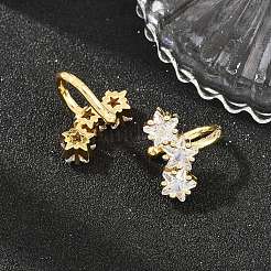 Orecchini a polsino in zircone chiaro con micro pavè di ottone&nbsp;EJEW-G471-40G