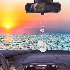 Плюшевая ткань круглая и полимерная глина стразы сердце кулон подвеска украшение&nbsp;HJEW-DR00080