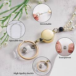 Porte-cartes d'identité en perles de verre rondes avec sangle de cou&nbsp;HJEW-SW00131
