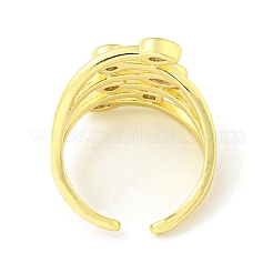 Открытые манжеты из настоящей 18-каратной позолоченной латуни с микропаве и прозрачным фианитом&nbsp;LS-RJEW-G303-01D-G