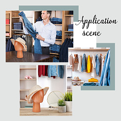 Деревянные стеллажи для шляп в форме головы&nbsp;AJEW-WH0816-102