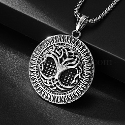 Colliers à chaîne avec pendentif arbre de vie en alliage de style tibétain&nbsp;PW-WGFD1C3-01