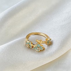Anelli aperti con polsino in ottone micro pavé di zirconi cubici per donna&nbsp;WGE0CB8-01