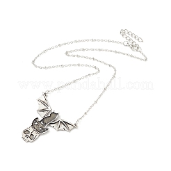 Crâne en alliage avec collier pendentif chauve-souris&nbsp;LS-NJEW-G056-02AS