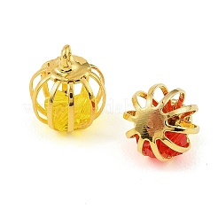 Подвески в виде клетки из латунных стеклянных бусин&nbsp;KK-T080-30G-M