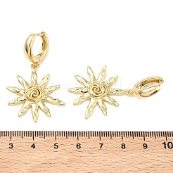 Серьги-кольца из латуни в форме солнца&nbsp;EJEW-C181-11G