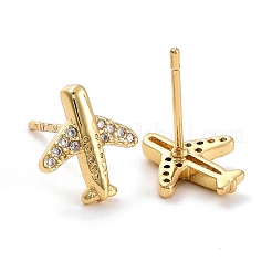 Orecchini a bottone in zirconia cubica piana&nbsp;X-EJEW-E167-18G