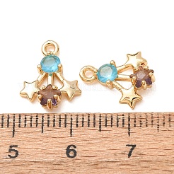 Breloques en laiton pavées de zirconiums cubiques colorés&nbsp;CU-K002-29A-G