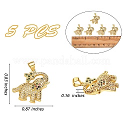 5 Uds colgantes de circonita cúbica micro pavé de latón chapado en estante&nbsp;ZIRC-SZ0003-74