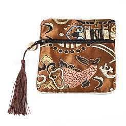 Chinesische brokat quaste reißverschluss schmuck tasche geschenkbeutel&nbsp;ABAG-F005-09