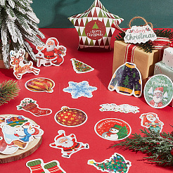 1 пакет самоклеящихся бумажных наклеек на рождественскую тематику&nbsp;DIY-SC0032-88