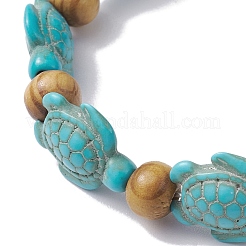 Barcelets extensibles en perles turquoise synthétique&nbsp;BJEW-JB10291-01