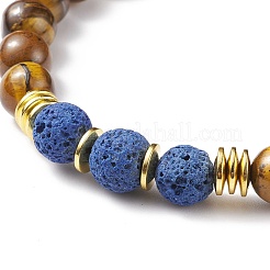 3 pièces 3 bracelets extensibles en pierre mélangée naturelle et synthétique de style sertis de perles de bois pour les femmes&nbsp;BJEW-JB08356