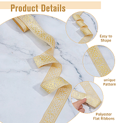 Жаккардовые ленты из полиэстера и цветов в этническом стиле длиной 7 м.&nbsp;SRIB-WH0011-186C