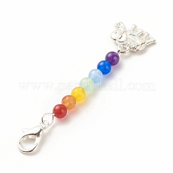 Chakra-Thema natürliche und gefärbte Malaysische Jade-Perlen-Anhänger-Dekorationen&nbsp;HJEW-JM00642-04