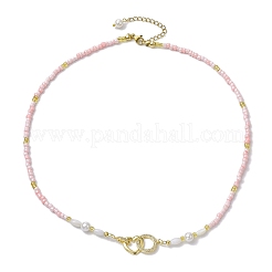 Collar con colgante de corazón y anillo de circonita cúbica transparente con micropavé de latón&nbsp;NJEW-MZ00075