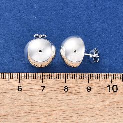 Orecchini a bottone in acciaio inossidabile 304 a forma semicircolare&nbsp;EJEW-A125-80C-S