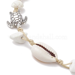 Браслеты на ногу с бусинами из синтетического магнезита и натуральной ракушки каури в виде морской звезды и черепахи&nbsp;AJEW-AN00687-03