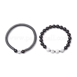 2 шт. эластичные браслеты из бусин из смешанных драгоценных камней и синтетических камней&nbsp;BJEW-JB12720-01