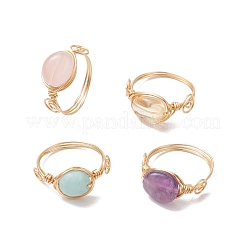Ovale natürliche Amethyst & Amazonit & Rosenquarz & Citrin Fingerringe&nbsp;GG-CJ22AE-G