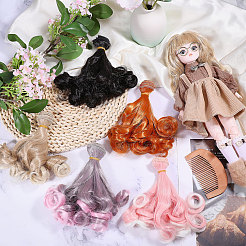 5 шт. 5 стиля высокотемпературного волокна длинная грушевидная завивка прическа кукольный парик волосы&nbsp;DIY-GL0005-63C