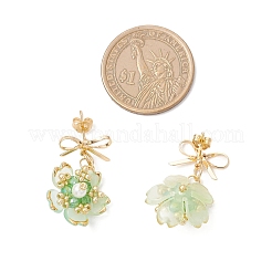 Pendientes colgantes con cuentas de vidrio y flores hechos a mano&nbsp;EJEW-MZ00471-03