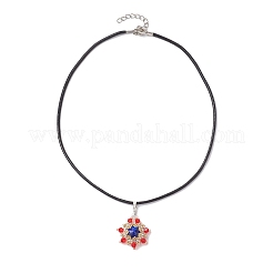 Collane perline pendente vetro fiore&nbsp;NJEW-MZ00047-02