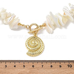 Sommerliche Strand-Halskette mit muschelförmigem Anhänger aus Messing und natürlichen Trochidenmuschelsplittern für Damen&nbsp;NJEW-JN06107
