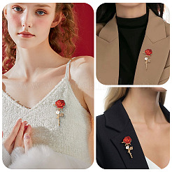 2 stücke valentinstag rose zink-legierung kristall strass broschen&nbsp;JEWB-TADJ0001-02B