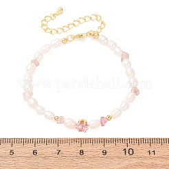 Bracelets en quartz fraise naturel et perles de riz naturelles&nbsp;GG-CBA3297-13G-C