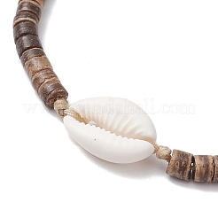 Летние пляжные женские браслеты на щиколотку из натуральных ракушек и кокоса с бусинами heishi&nbsp;AJEW-AN00648