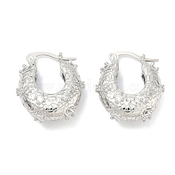 Латунные серьги-кольца из прозрачного кубического циркония&nbsp;EJEW-C181-07P