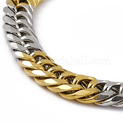 Bracciale a catena in acciaio inossidabile 201 con placcatura sotto vuoto in PVD bicolore con fermagli in acciaio inossidabile 304 per uomo e donna&nbsp;BJEW-M235-02E-GP
