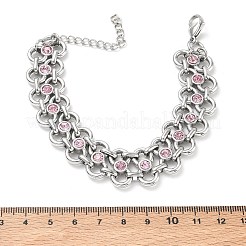 Armbänder aus hellrosafarbenem Edelstahl 304 mit Strass-Schleifenverzierung&nbsp;SA-CBA2696-11P