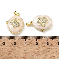 Messing Micro Pave klare Zirkonia Medaillon Anhänger&nbsp;KK-A294-11G-02