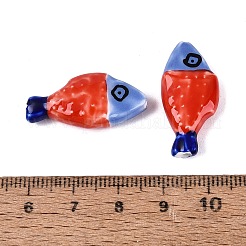 Perline di porcellana a forma di pesce dipinte a mano&nbsp;PORC-N013-06G
