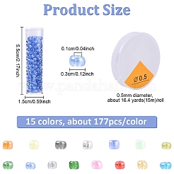 Kit fai da te per realizzare braccialetti con perline di vetro rotonde da 120 g e 15 colori&nbsp;SEED-YW0003-14