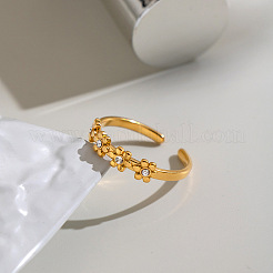 Bracciale rigido aperto da donna in acciaio inossidabile 304 con fiore e strass.&nbsp;EY7993