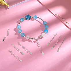 12 шт. 925 конца из стерлингового серебра с удлинительными цепочками и подвесками-капельками&nbsp;STER-GO0001-56