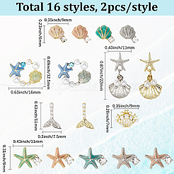 32 шт. 16 стиля эмалевых кабошонов из сплава&nbsp;DIY-SC0032-66