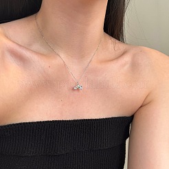 Радуга 925 стерлингового серебра микро паве кубические цирконии кулон ожерелья для женщин&nbsp;NJEW-F338-06P